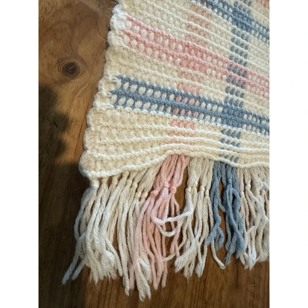 Woven Throw Blanket Pastel Plaid Fringe Cottage Farmhouse Decor Baby Room 33